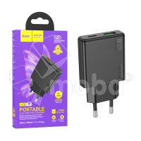 Сетевое зарядное устройство USB/Type-C Hoco N38 (20W, QC3.0, PD, 2 порта) Черный