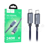 Кабель Type-C - Type-C Hoco U134 (5A, 240W, PD, оплетка нейлон,  1.8 м) Темно-синий