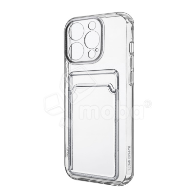 Чехол-накладка для iPhone 14 Pro Max (с защитой камеры, карманом для карт, прозрачный)