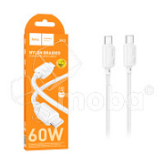 Кабель Type-C - Type-C Hoco X113 (3A, 60W, PD, оплетка нейлон) Белый