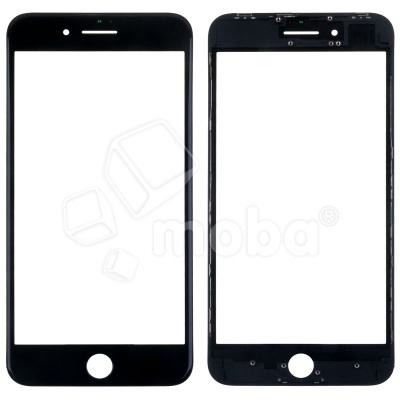 Стекло для переклейки iPhone 8 Plus с OCA пленкой + рамка Черный - OR (Mitsubishi)